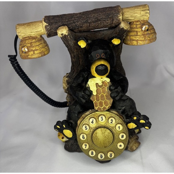 🐻VTG Black Bear Eating Honey W/ Bees dial Phone Excellent Condition Rare